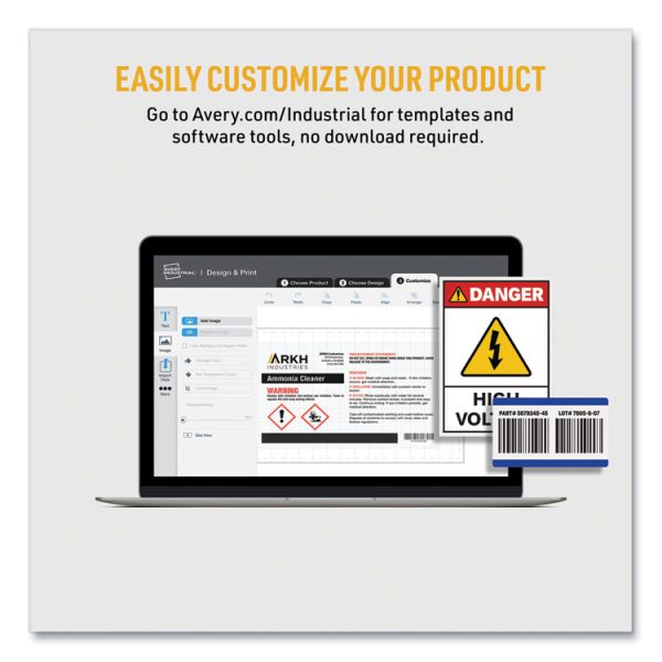 Permatrack Destructible Asset Tag Labels, Laser Printers, 1.25 X 2.75, White, 14/sheet, 8 Sheets/pack - Image 3