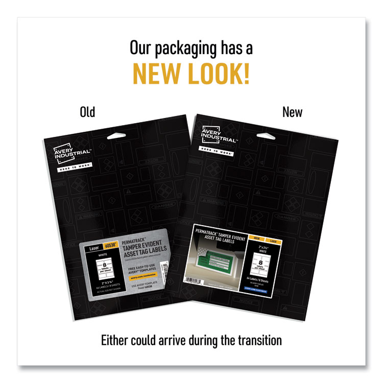 Permatrack Tamper-Evident Asset Tag Labels, Laser Printers, 2 X 3.75, White, 8/sheet, 8 Sheets/pack - Image 2