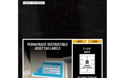 Permatrack Destructible Asset Tag Labels, Laser Printers, 2 X 3.75, White, 8/sheet, 8 Sheets/pack