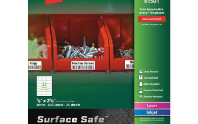 Surface Safe Id Labels, Inkjet/laser Printers, 0.88 X 2.63, White, 33/sheet, 25 Sheets/pack