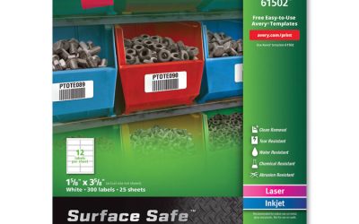 Surface Safe Id Labels, Inkjet/laser Printers, 1.63 X 3.63, White, 12/sheet, 25 Sheets/pack