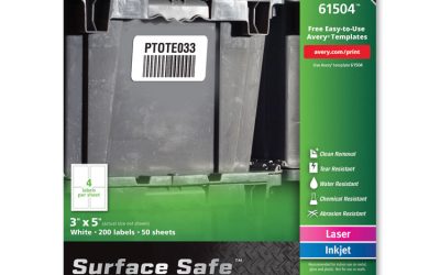 Surface Safe ID Labels, 3 x 5, White, 4/Sheet, 50 Sheets/Box