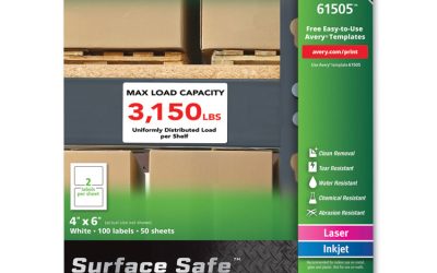 Surface Safe ID Labels, 4 x 6, White, 2/Sheet, 50 Sheets/Box