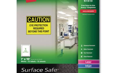 Surface Safe Removable Label Safety Signs, Inkjet/laser Printers, 7 X 10, White, 15/pack
