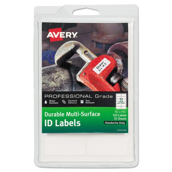 Durable Permanent Multi-Surface Id Labels, Inkjet/laser Printers, 0.75 X 1.75, White, 12/sheet, 10 Sheets/pack