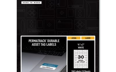 Permatrack Durable White Asset Tag Labels, Laser Printers, 0.75 X 2, White, 30/sheet, 8 Sheets/pack