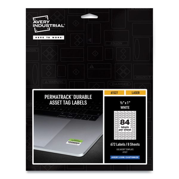 Permatrack Durable White Asset Tag Labels, Laser Printers, 0.5 X 1, White, 84/sheet, 8 Sheets/pack