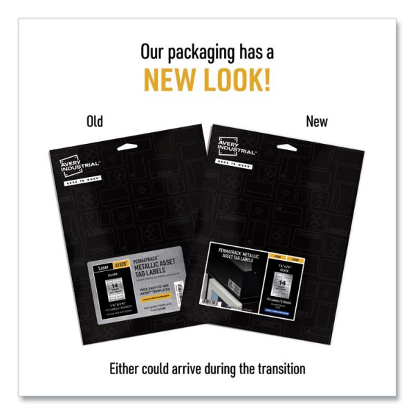 Permatrack Metallic Asset Tag Labels, Laser Printers, 1.25 X 2.75, Silver, 14/sheet, 8 Sheets/pack - Image 2