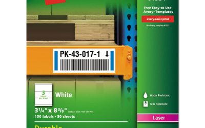 Durable Permanent Id Labels With Trueblock Technology, Laser Printers, 3.25 X 8.38, White, 3/sheet, 50 Sheets/pack
