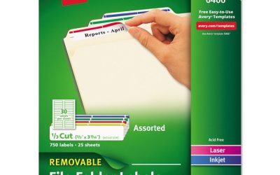 Removable File Folder Labels With Sure Feed Technology, 0.66 X 3.44, White, 30/sheet, 25 Sheets/pack