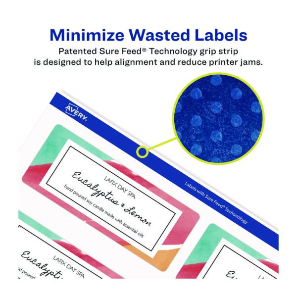 Glossy White Easy Peel Mailing Labels W/ Sure Feed Technology, Laser Printers, 1 X 2.63, White, 30/sheet, 25 Sheets/pack - Image 6