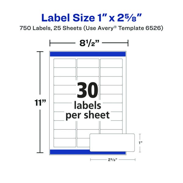 Glossy White Easy Peel Mailing Labels W/ Sure Feed Technology, Laser Printers, 1 X 2.63, White, 30/sheet, 25 Sheets/pack - Image 10