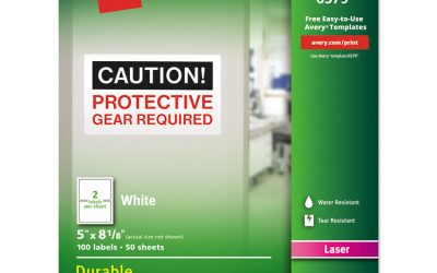Durable Permanent Id Labels With Trueblock Technology, Laser Printers, 5 X 8.13, White, 2/sheet, 50 Sheets/pack
