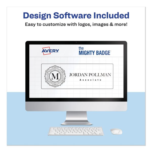 The Mighty Badge Name Badge Holder Kit, Horizontal, 3 X 1, Inkjet, Gold, 10 Holders/ 80 Inserts - Image 3