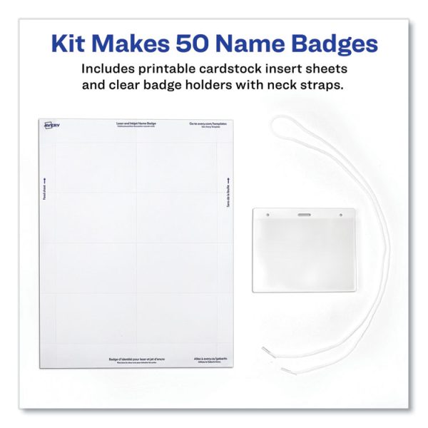 Necklace-Style Badge Holder W/laser/inkjet Insert, Top Load, 4 X 3, We, 100/box - Image 2