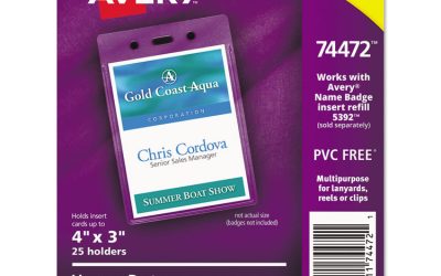 Secure Top Heavy-Duty Badge Holders, Vertical, 3w X 4h, Clear, 25/pack