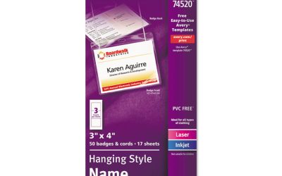 Necklace-Style Badge Holder W/laser/inkjet Insert, Top Load, 4 X 3, We, 50/box