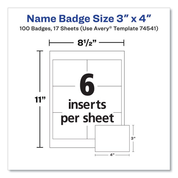 Clip-Style Name Badge Holder With Laser/inkjet Insert, Top Load, 4 X 3, White, 100/box - Image 2