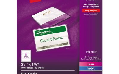 Pin-Style Badge Holder With Laser/inkjet Insert, Top Load, 3.5 X 2.25, White, 100/box