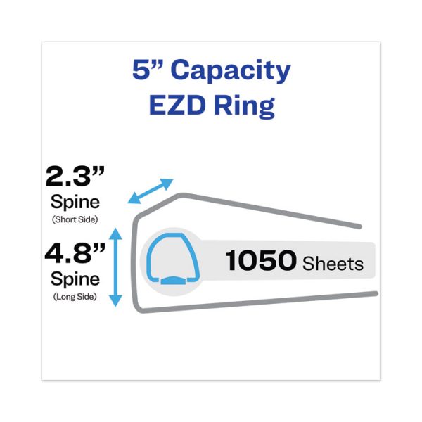 Heavy-Duty View Binder With Durahinge And Locking One Touch Ezd Rings, 3 Rings, 5" Capacity, 11 X 8.5, White - Image 2