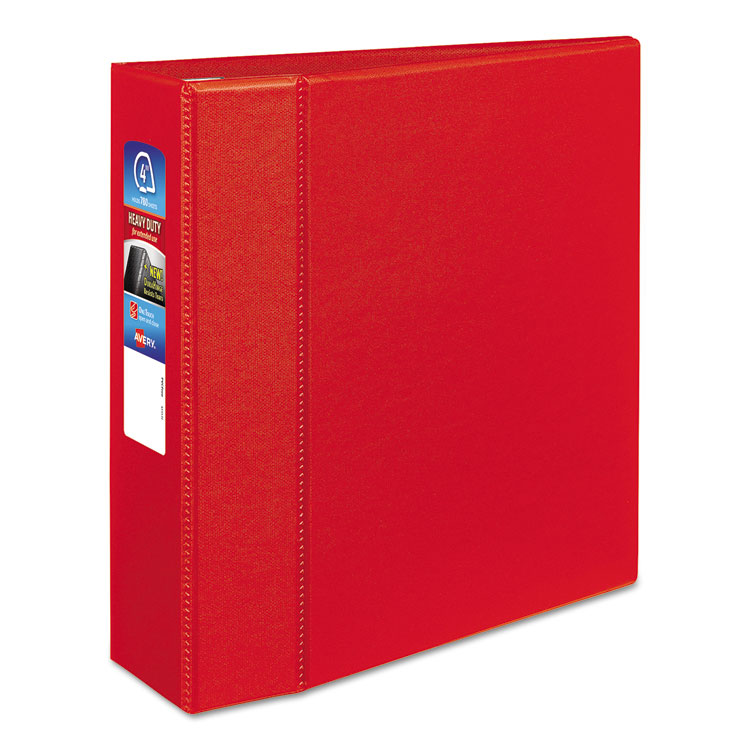 Heavy-Duty Non-View Binder With Durahinge And Locking One Touch Ezd Rings, 3 Rings, 4" Capacity, 11 X 8.5, Red