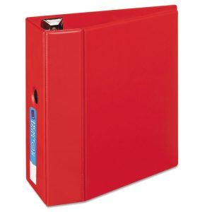Heavy-Duty Non-View Binder With Durahinge, Locking One Touch Ezd Rings And Thumb Notch, 3 Rings, 5" Capacity, 11 X 8.5, Red