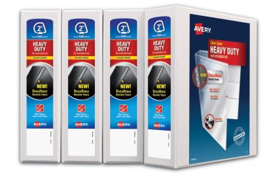 Heavy-Duty Non Stick View Binder With Durahinge And Slant Rings, 3 Rings, 2″ Capacity, 11 X 8.5, White, 4/pack