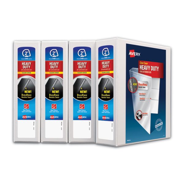 Heavy-Duty Non Stick View Binder With Durahinge And Slant Rings, 3 Rings, 2" Capacity, 11 X 8.5, White, 4/pack