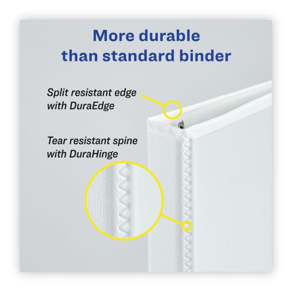 Heavy-Duty Non Stick View Binder With Durahinge And Slant Rings, 3 Rings, 3" Capacity, 11 X 8.5, White, 2/pack - Image 4