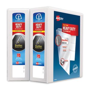 Heavy-Duty Non Stick View Binder With Durahinge And Slant Rings, 3 Rings, 3" Capacity, 11 X 8.5, White, 2/pack