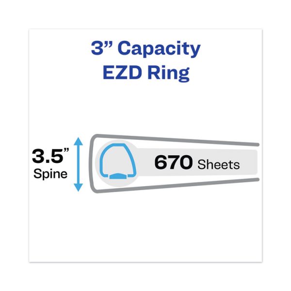 Heavy-Duty View Binder With Durahinge And Locking One Touch Ezd Rings, 3 Rings, 3" Capacity, 11 X 8.5, Navy Blue - Image 2