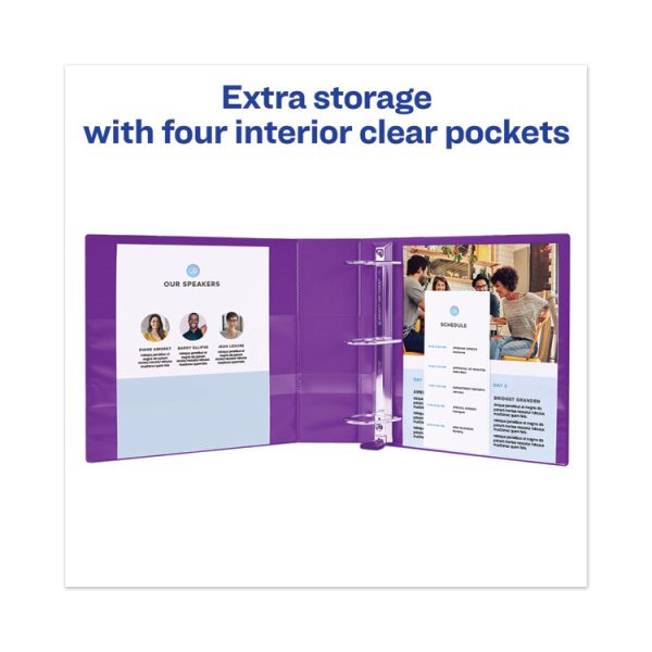 Heavy-Duty View Binder With Durahinge And Locking One Touch Ezd Rings, 3 Rings, 4" Capacity, 11 X 8.5, Purple - Image 6
