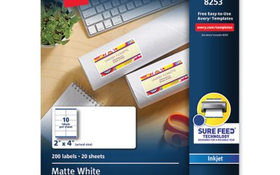Vibrant Inkjet Color-Print Labels W/ Sure Feed, 2 X 4, Matte White, 200/pk