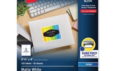 Vibrant Inkjet Color-Print Labels w/ Sure Feed, 3.33 x 4, Matte White, 120/PK
