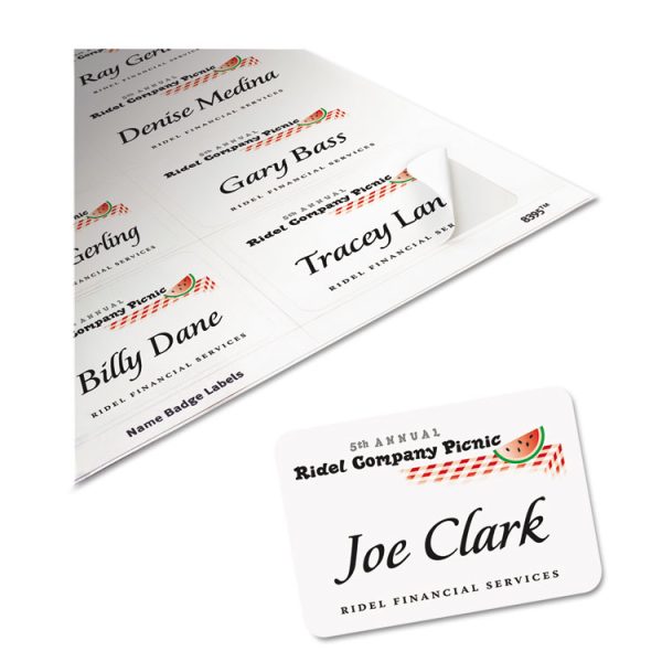 Flexible Adhesive Name Badge Labels, 3.38 X 2.33, White, 160/pack - Image 3