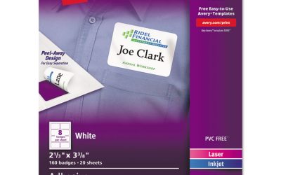 Flexible Adhesive Name Badge Labels, 3.38 X 2.33, White, 160/pack