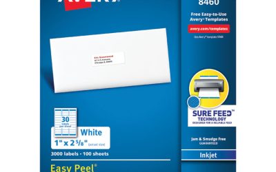 Easy Peel White Address Labels W/ Sure Feed Technology, Inkjet Printers, 1 X 2.63, White, 30/sheet, 100 Sheets/box