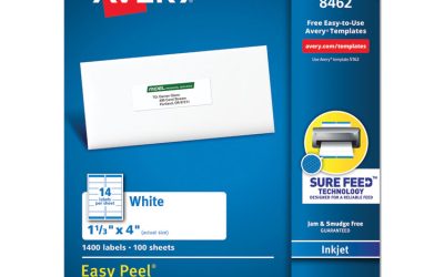 Easy Peel White Address Labels W/ Sure Feed Technology, Inkjet Printers, 1.33 X 4, White, 14/sheet, 100 Sheets/box