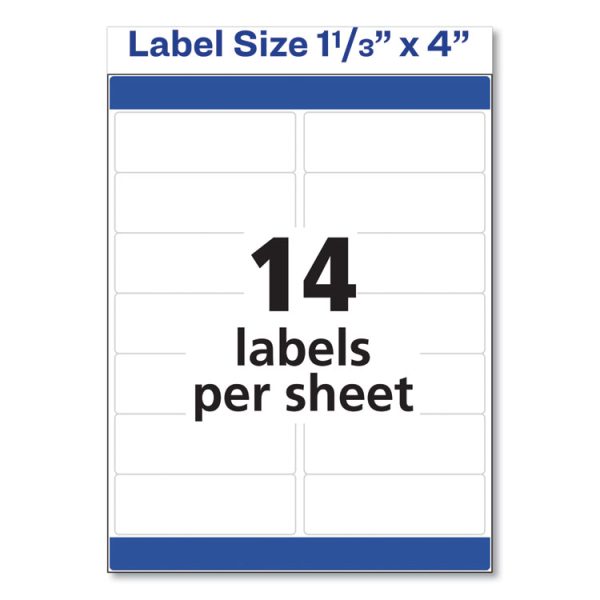 Easy Peel White Address Labels W/ Sure Feed Technology, Inkjet Printers, 1.33 X 4, White, 14/sheet, 100 Sheets/box - Image 2