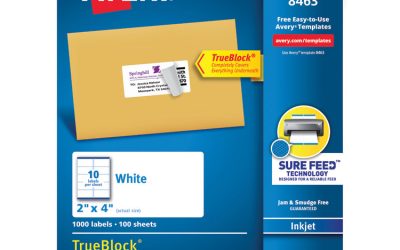Shipping Labels W/ Trueblock Technology, Inkjet Printers, 2 X 4, White, 10/sheet, 100 Sheets/box