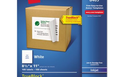 Shipping Labels With Trueblock Technology, Inkjet Printers, 8.5 X 11, White, 100/box
