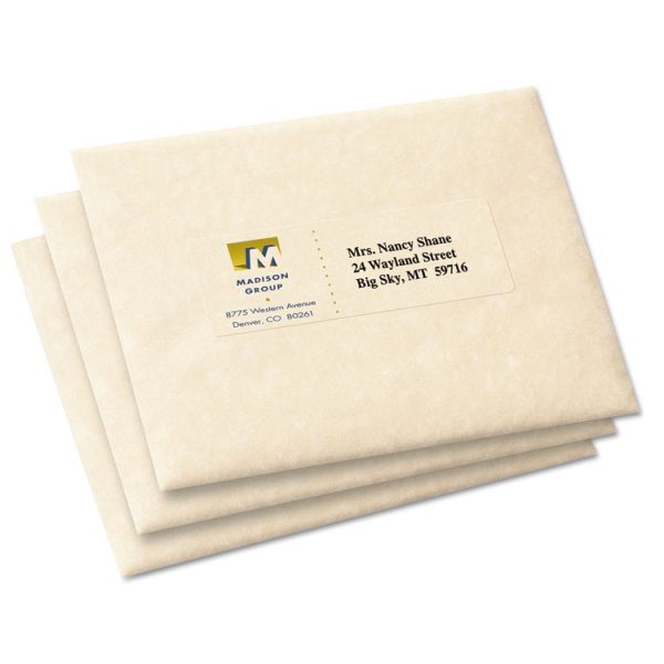 Matte Clear Easy Peel Mailing Labels W/ Sure Feed Technology, Inkjet Printers, 1.33 X 4, Clear, 14/sheet, 25 Sheets/pack - Image 2