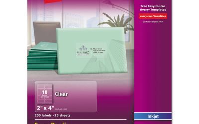 Matte Clear Easy Peel Mailing Labels W/ Sure Feed Technology, Inkjet Printers, 2 X 4, Clear, 10/sheet, 25 Sheets/pack