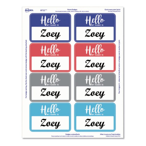 Flexible Adhesive Name Badge Labels, "hello", 3 3/8 X 2 1/3, Assorted, 120/pk - Image 3