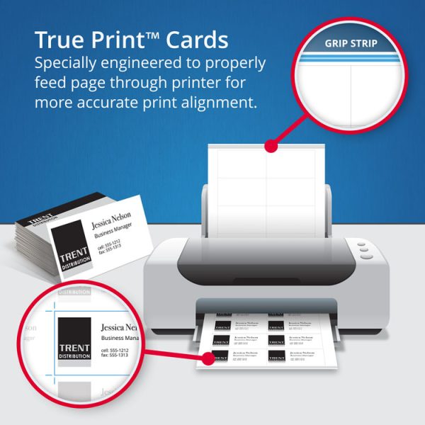 True Print Clean Edge Business Cards, Inkjet, 2 X 3.5, White, 1,000 Cards, 10 Cards/sheet, 100 Sheets/box - Image 7