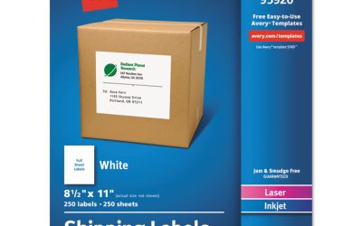 White Shipping Labels-Bulk Packs, Inkjet/laser Printers, 8.5 X 11, White, 250/box