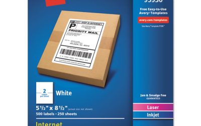 White Shipping Labels-Bulk Packs, Inkjet/laser Printers, 5.5 X 8.5, White, 2/sheet, 250 Sheets/box