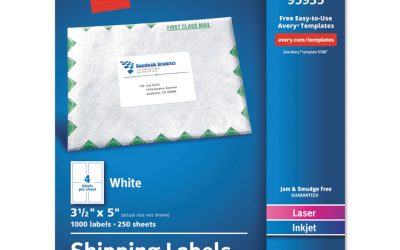 White Shipping Labels-Bulk Packs, Inkjet/laser Printers, 3.5 X 5, White, 4/sheet, 250 Sheets/box