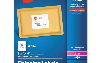 White Shipping Labels-Bulk Packs, Inkjet/laser Printers, 3.33 X 4, White, 6/sheet, 250 Sheets/box