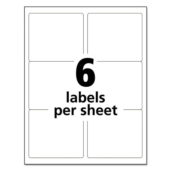 White Shipping Labels-Bulk Packs, Inkjet/laser Printers, 3.33 X 4, White, 6/sheet, 250 Sheets/box - Image 3